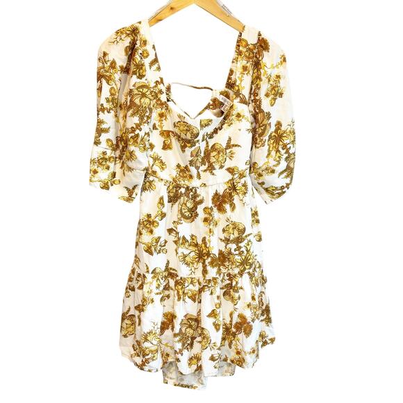 Shona Joy Bella Floral Open Back Linen Blend Mini Dress - size 4 - Picture 2 of 7